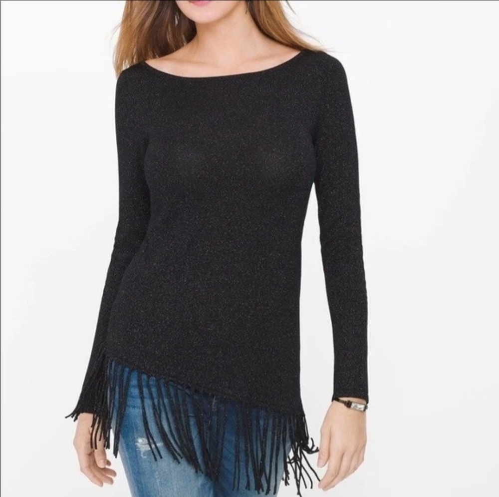 White House Black Market Women's Black Knit Top Size XS NWOT‎